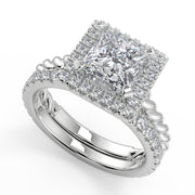 Sariah Halo Rope Twist Princess Cut Diamond Engagement Ring - Nivetta